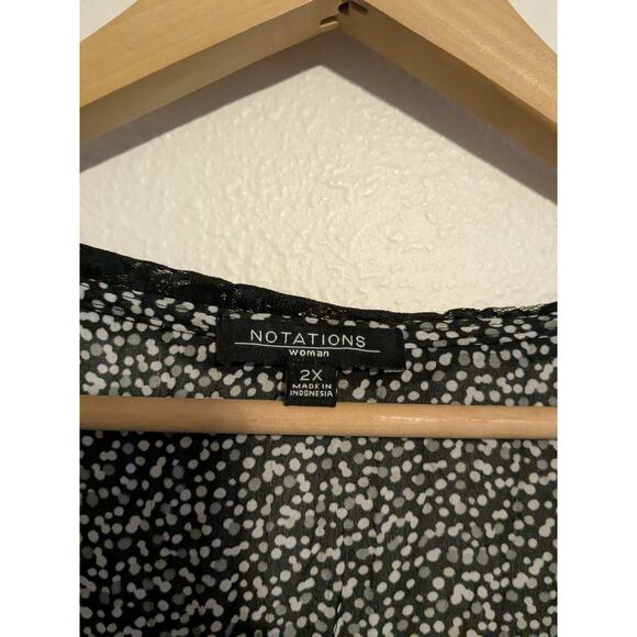 Notations Black tie front cardigan Blouse 2X Lace - Picture 2 of 6